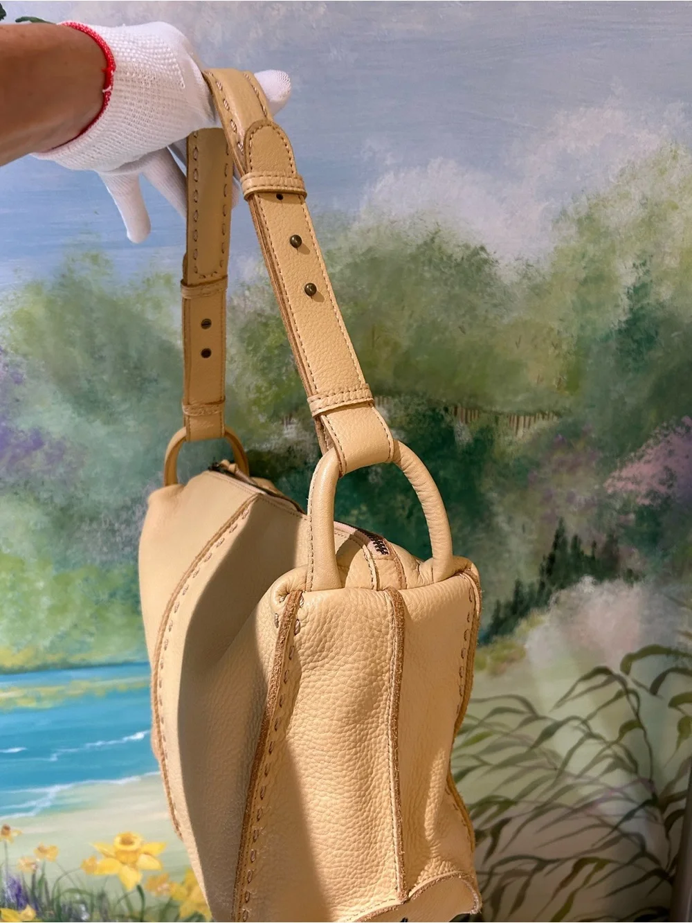 The Sak Los Feliz Pebble Grain Leather Hobo Bag in Buttercream (Soft Yellow) - Picture 6 of 16